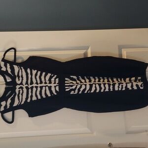 Milly Black Sleeveless Stretchy Sweater Dress Petite Zebra Print